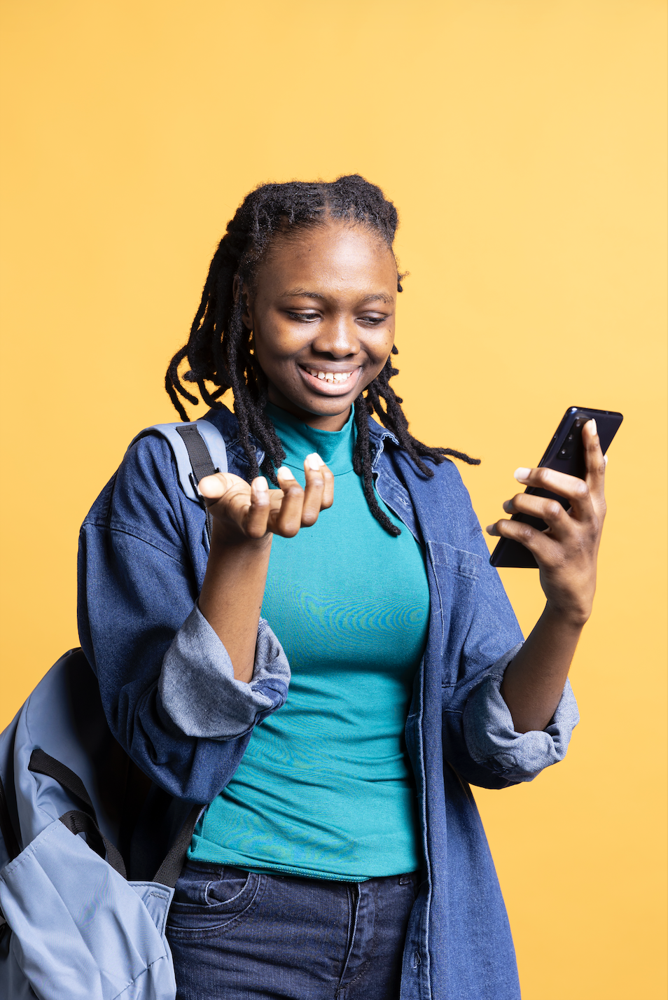 African student with phone – data subscription